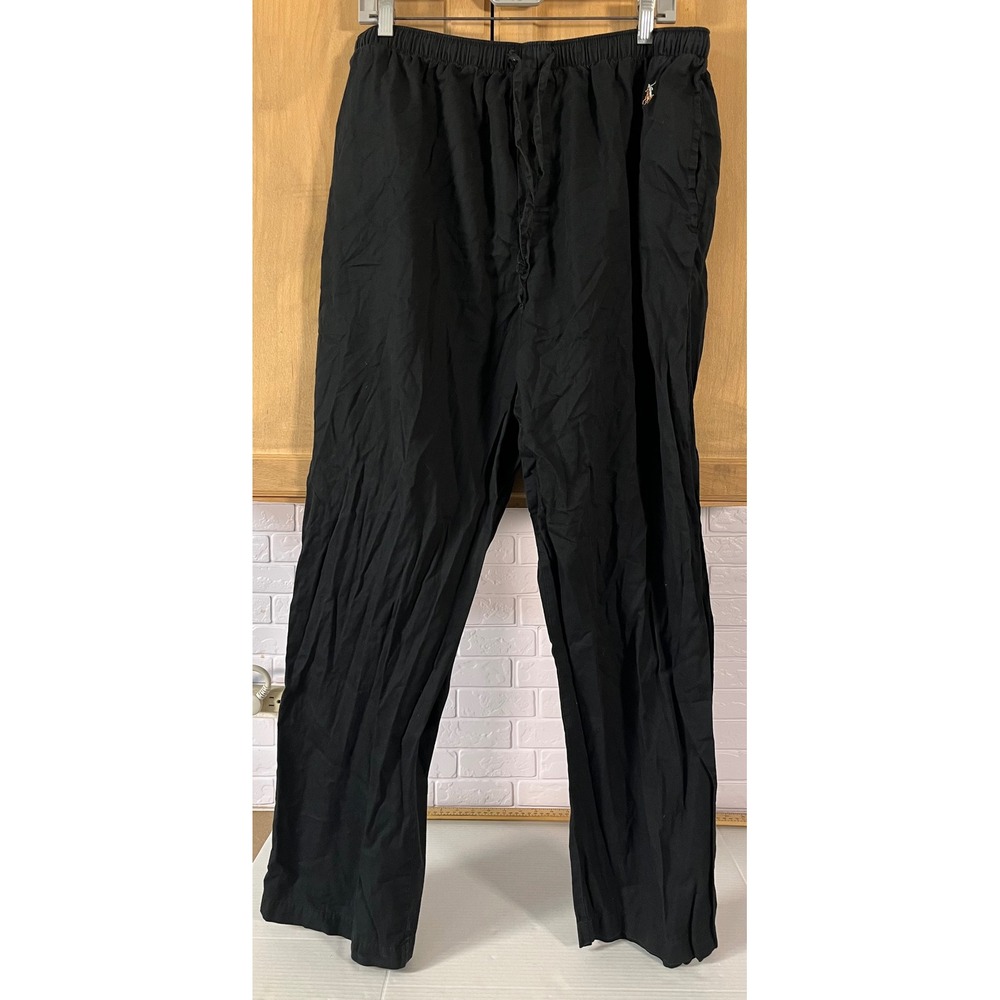 Polo Ralph Lauren Pajama Pants Mens L Black Cotton Drawstring Sleepwear Lounge